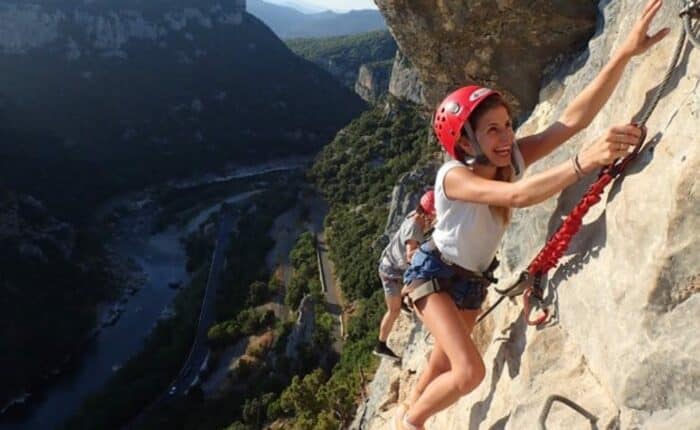 via ferrata Thaurac dans les Cévennes, près de Ganges